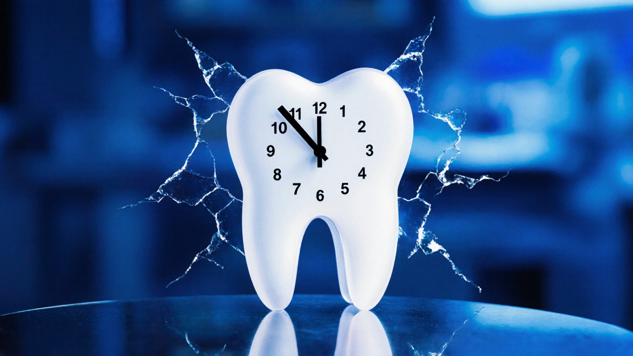 Hodiny s ozubenými ručičkami a křehká dočasná korunka