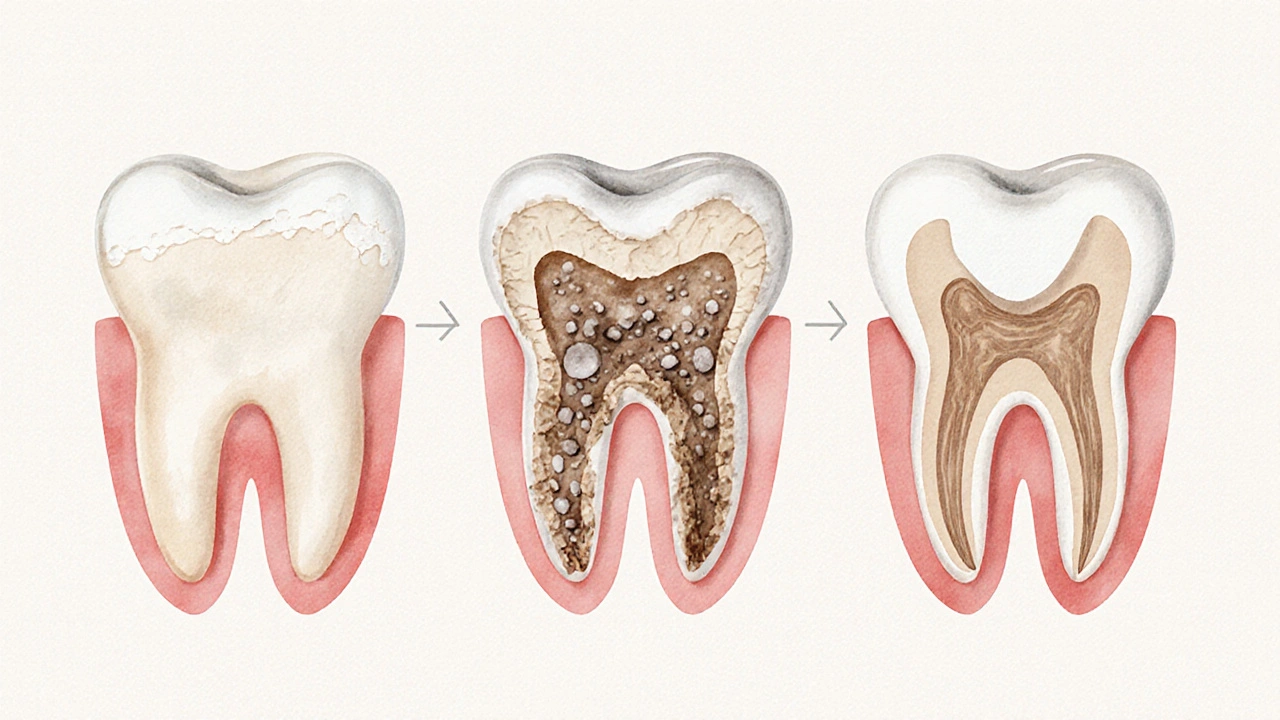 Vývoj zubního kamene od plaku až po ztrátu zubu
