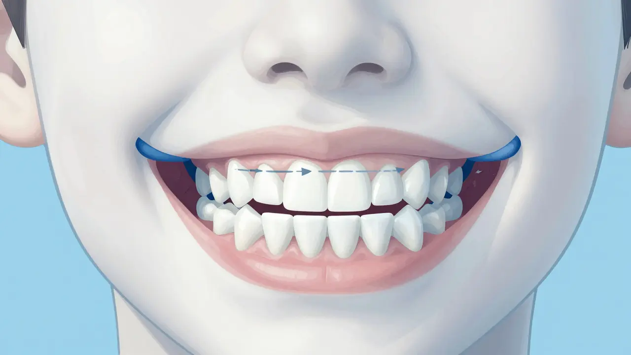 Dětský rozšiřovací aparát na horní čelisti pro léčbu zubního kříže.