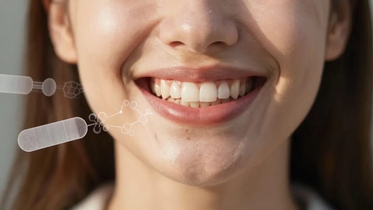 Person smiling confidently with restored teeth, symbolizing non-invasive dental transformation.