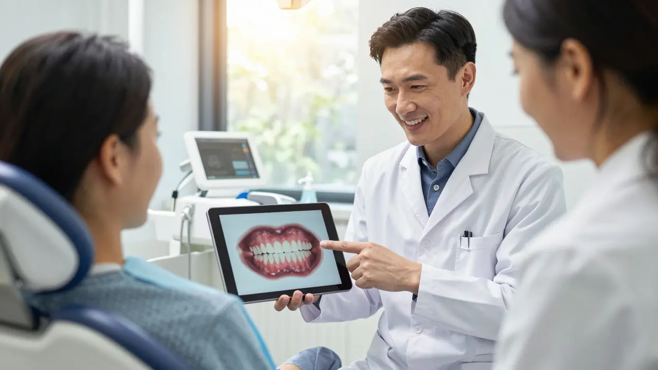 Konzultace úsměvu s dentistou pomocí digitálního návrhu