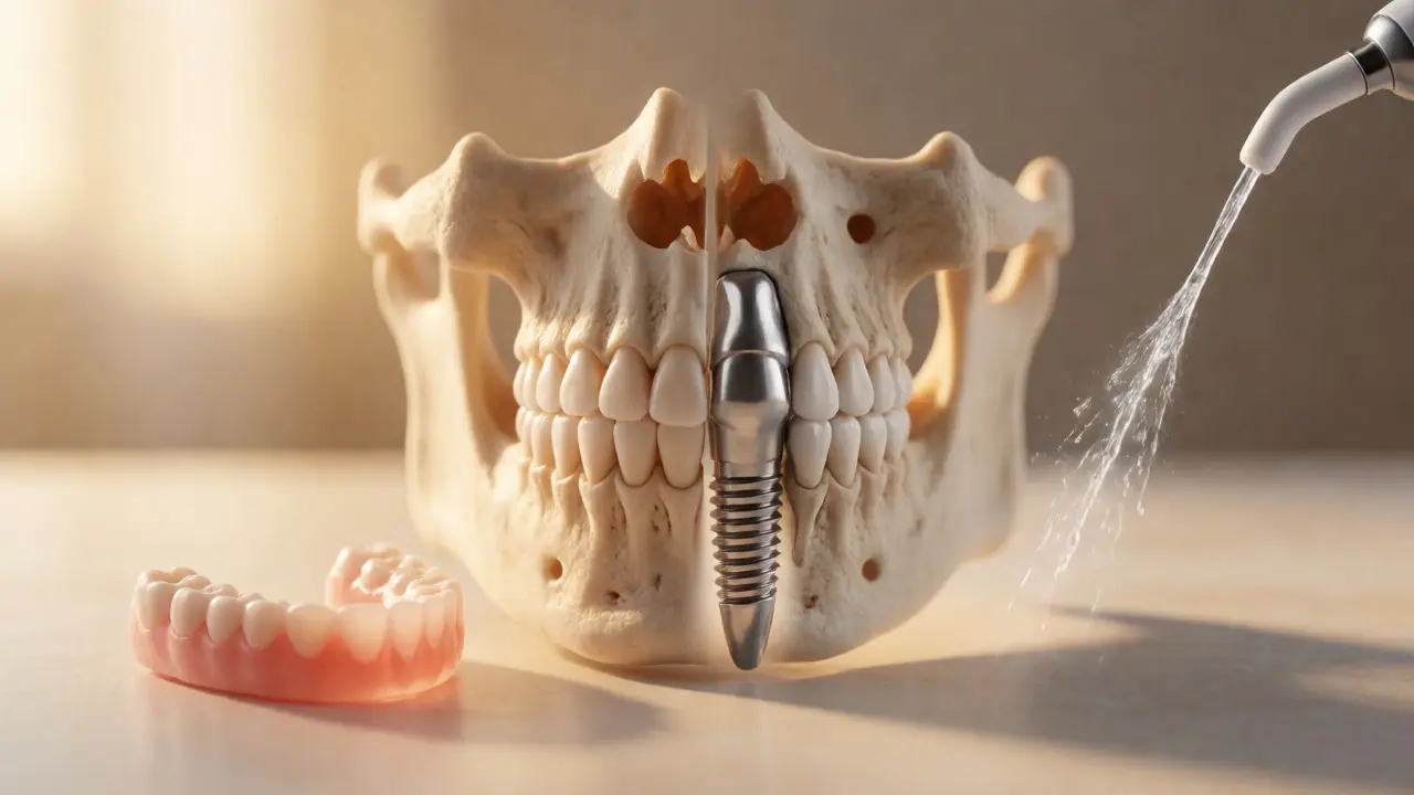 Koncept integrace implantátu do kosti a prevence péčí o dutinu